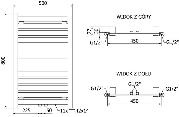 Mexen Uran, elektromos fűtőelem 800x500 mm + fűtőrúd 600 W, antracit, W105-0800-500-2600-66