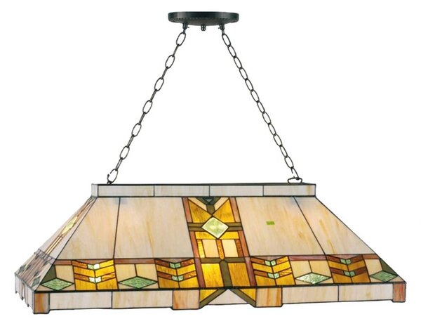 Clayre&Eef Tiffany stílusú függő lámpa Eddart, dimmelhető, Többszínű, Nappali / Étkező, Üveg, Tiffany