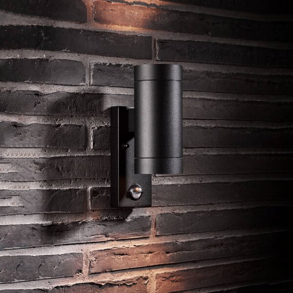 Nordlux Tin Maxi Double Sensor kültéri fali lámpa, fekete, Fekete, Alumínium, Modern
