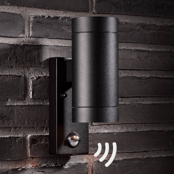Nordlux Tin Maxi Double Sensor kültéri fali lámpa, fekete, Fekete, Alumínium, Modern