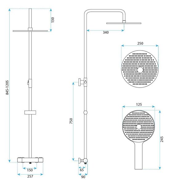 Rea Lungo, zuhanyszett termosztátos keverőcsappal, matt réz, REA-P6734
