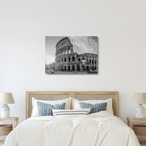 Üveg kép - Colosseum Rómában, fekete-fehér (70x50 cm)