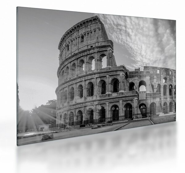 Üveg kép - Colosseum Rómában, fekete-fehér (70x50 cm)