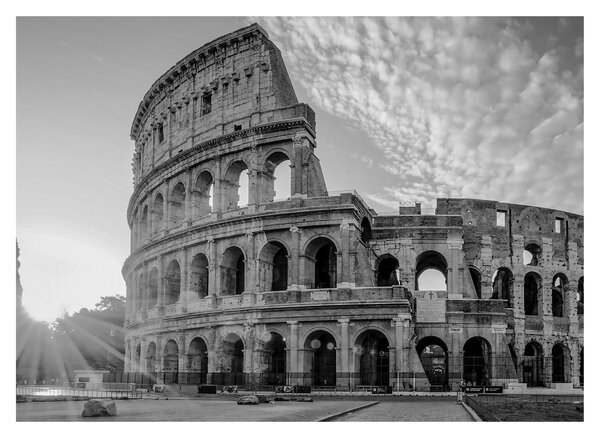 Üveg kép - Colosseum Rómában, fekete-fehér (70x50 cm)
