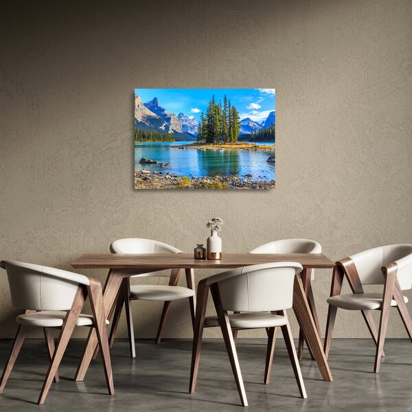 Üveg kép - Hegyvidéki táj folyóval (70x50 cm)