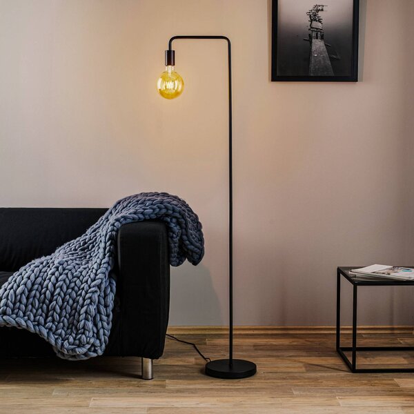 Trio Lighting Állólámpa Diallo ernyő nélkül fekete matt, Fekete, Nappali / Étkező, fém, Modern