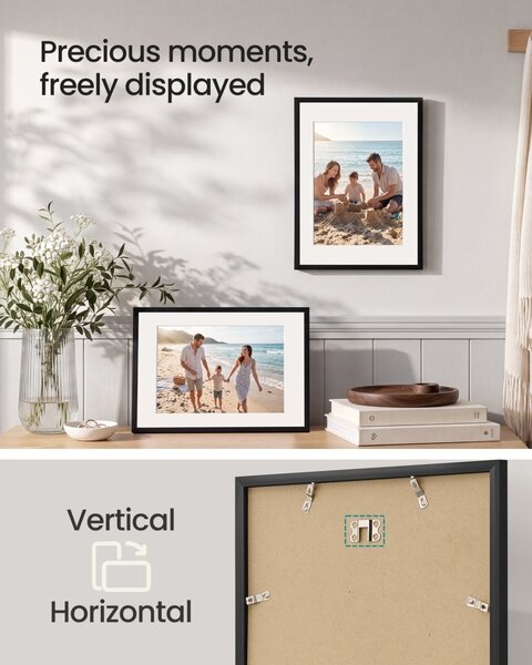 Set 3 piese Rame foto Kavi, Negru, 32x1.5x42 cm