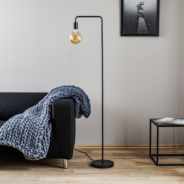 Trio Lighting Állólámpa Diallo ernyő nélkül fekete matt, Fekete, Nappali / Étkező, fém, Modern