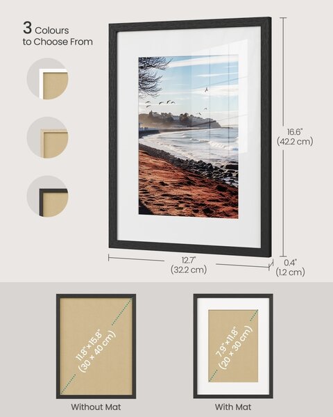 Set 3 piese Rame foto Kavi, Negru, 32.2x1.2x42.2 cm