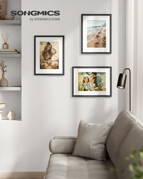 Set 3 piese Rame foto Kavi, Negru, 32.2x1.2x42.2 cm