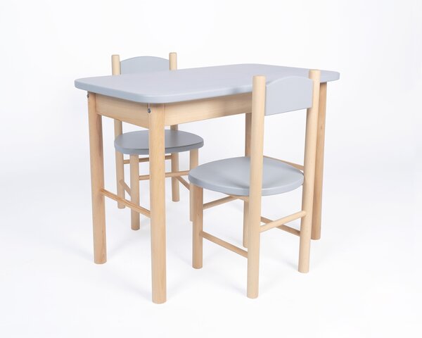 Asztal és szék készlet - Egyszerű - szürke Grey set - 1x asztal + 1x szék