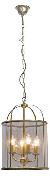 Steinhauer Pimpernel lógó világítás, Ø 32 cm, bronz, átlátszó üveg, dimmelhető, Bronz / antik sárgaréz, Folyosó, fém, Antik