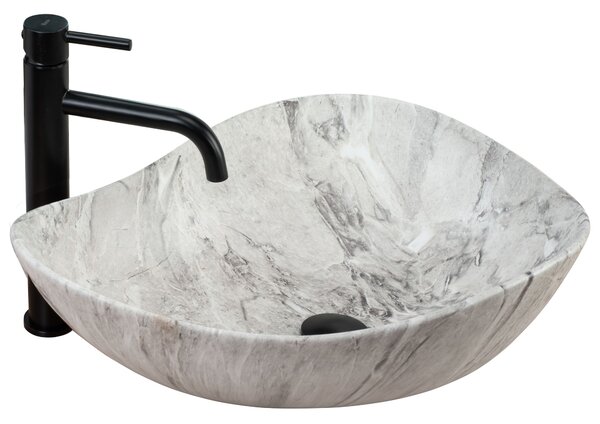 Rea Dora Stone, asztali mosdó 515x400x175 mm, szürke kőutánzat, REA-U5066