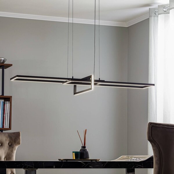 Trio Lighting LED függő lámpa Salinas, 3 000 K, matt fekete, dimmelhető, Fekete, Nappali / Étkező, fém, Modern
