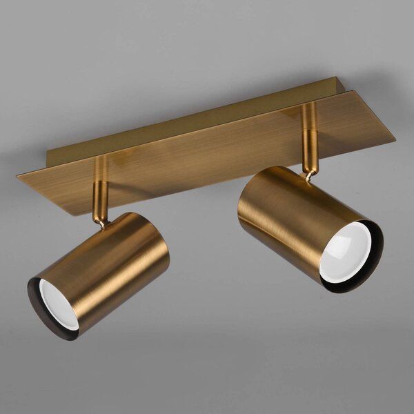 Trio Lighting Marley mennyezeti spotlámpa, antik sárgaréz, 2-lámpás, dimmelhető, Bronz / antik sárgaréz, Nappali / Étkező, fém, Modern