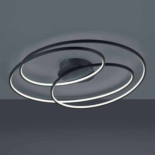 Trio Lighting LED mennyezeti lámpa Gale, 80 cm, fekete matt, dimmelhető, Fekete, Nappali / Étkező, fém, Modern