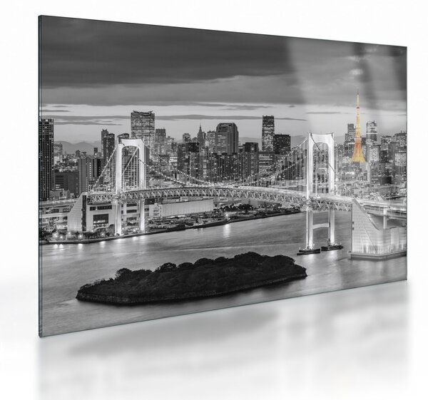 Üveg kép - A nagyváros a sárga toronnyal (70x50 cm)