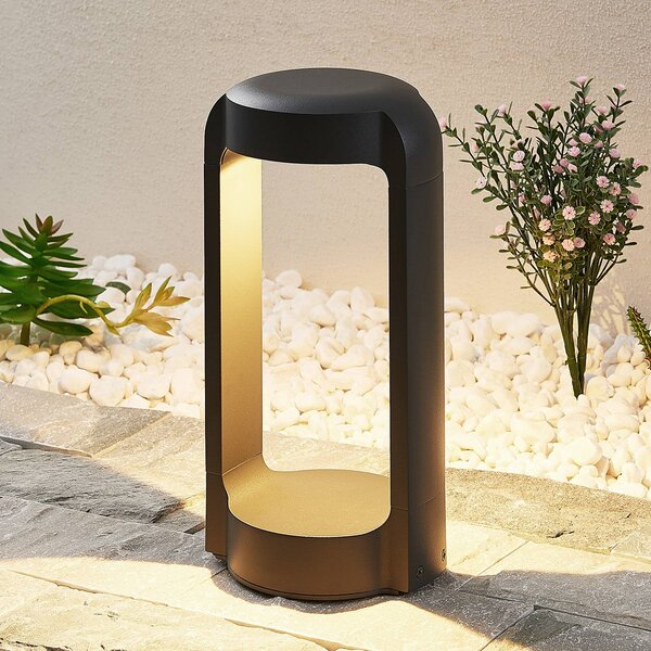Lucande LED állólámpa Habsa, 30 cm, antracit, fém, Fekete, Alumínium, Modern