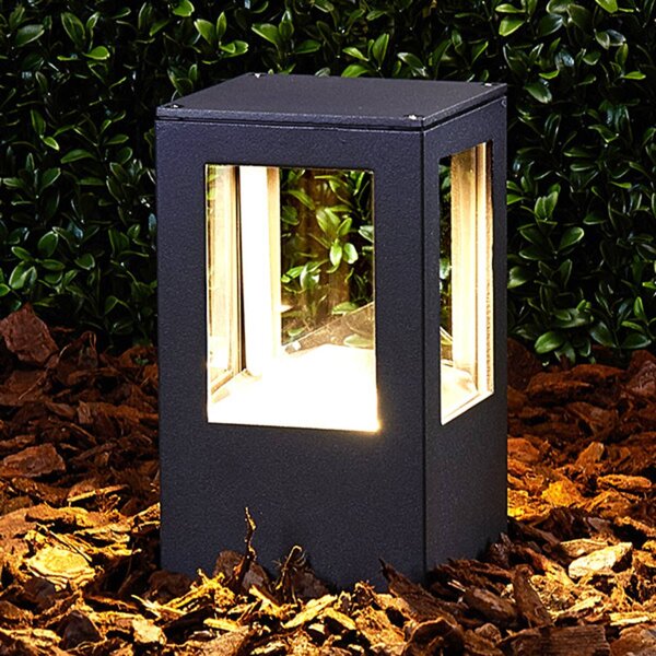 Lucande LED talapzati világítás Nicola, 20 cm, antracit, IP54, Fekete, Alumínium, Modern