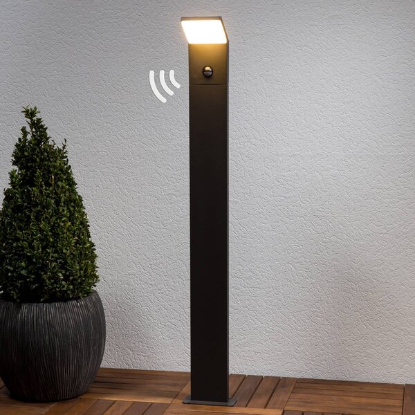 Lucande LED-es útvilágítás Nevio, érzékelő, 100cm, antracit, Fekete, Alumínium, Modern
