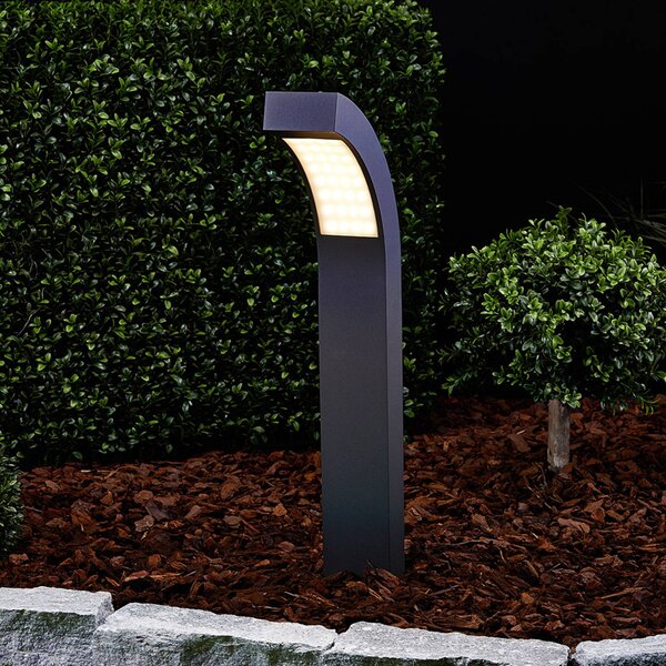 Lucande LED állólámpa Lennik, 60 cm, antracit, fém, Fekete, Alumínium, Modern