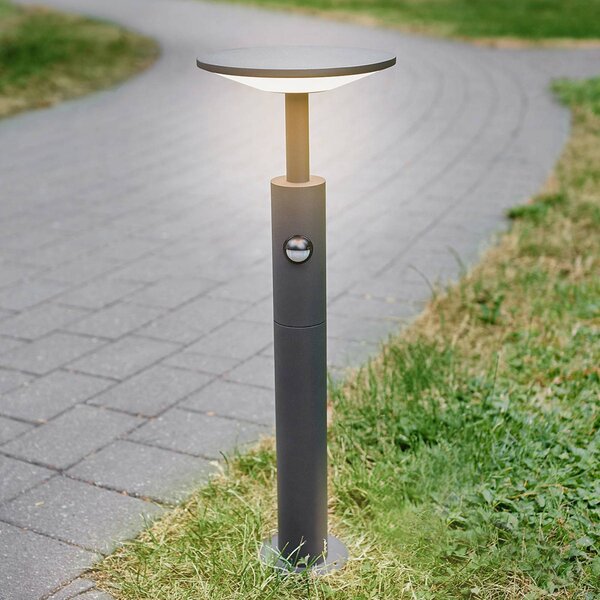 Lucande Fenia LED ösvény lámpa, 60 cm, érzékelő, IP54, antracit, Fekete, Alumínium, Modern