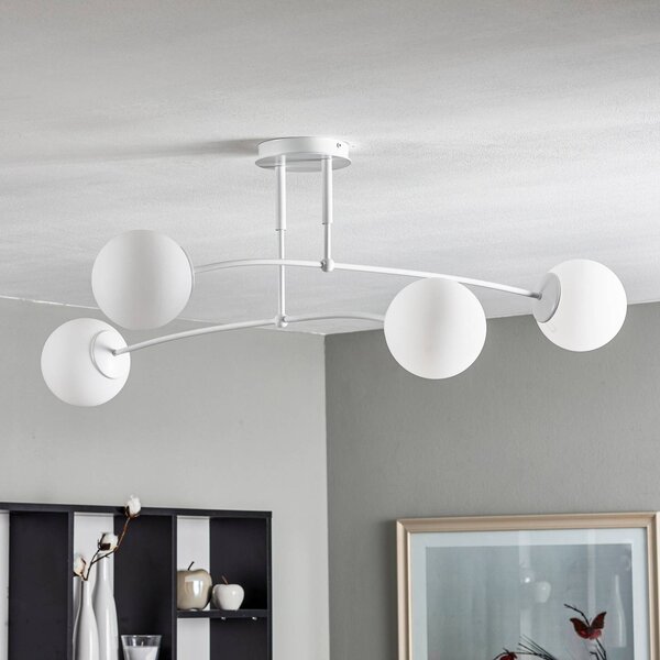 EMIBIG LIGHTING Pregos 4 mennyezeti világítás, izzós, fehér, dimmelhető, Fehér / opál, Folyosó, fém, Modern