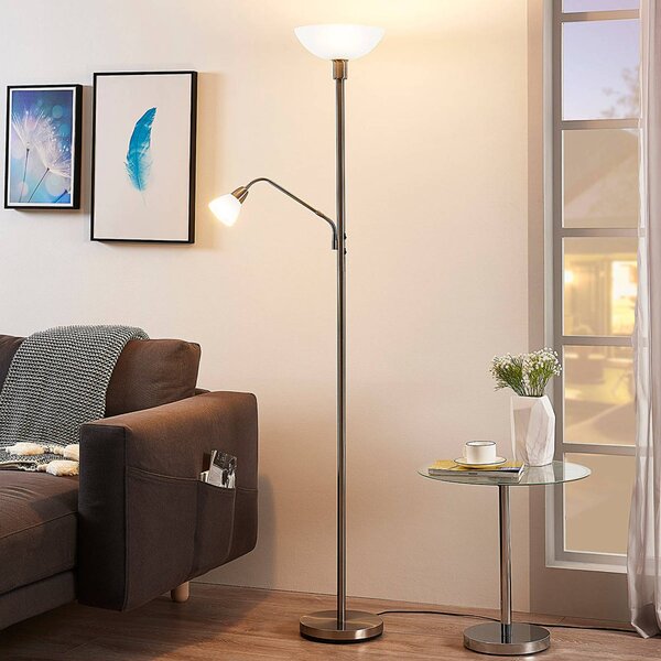 Lindby mennyezeti reflektor Jost, 180 cm, nikkel színű, olvasólámpa, Alu / szürke / cink, Nappali / Étkező, fém, Modern