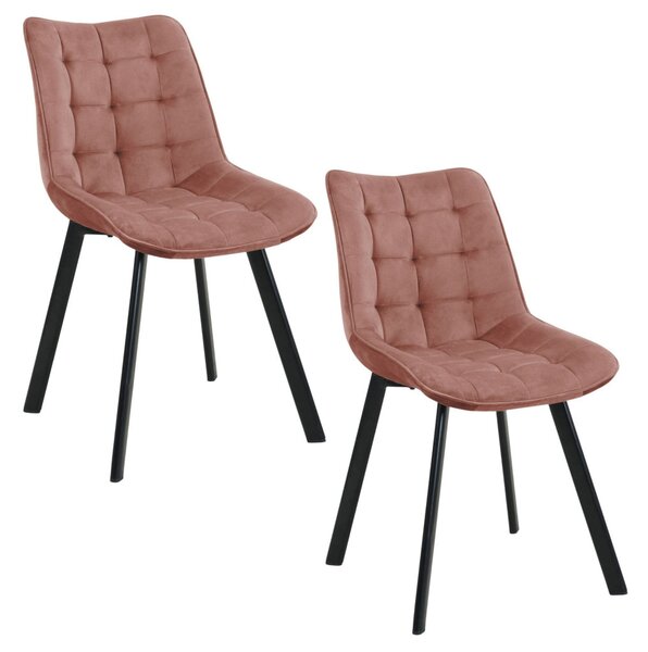 AKORD Furniture Factory SJ.28 Étkezőszék Bársony Púderrózsaszín Steppelt (2 db)