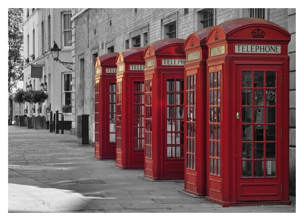 Üveg kép - Londoni telefonfülkék (70x50 cm)
