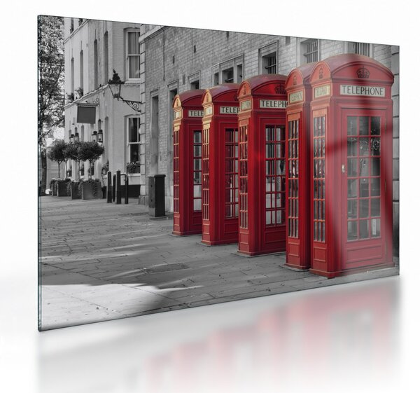 Üveg kép - Londoni telefonfülkék (70x50 cm)