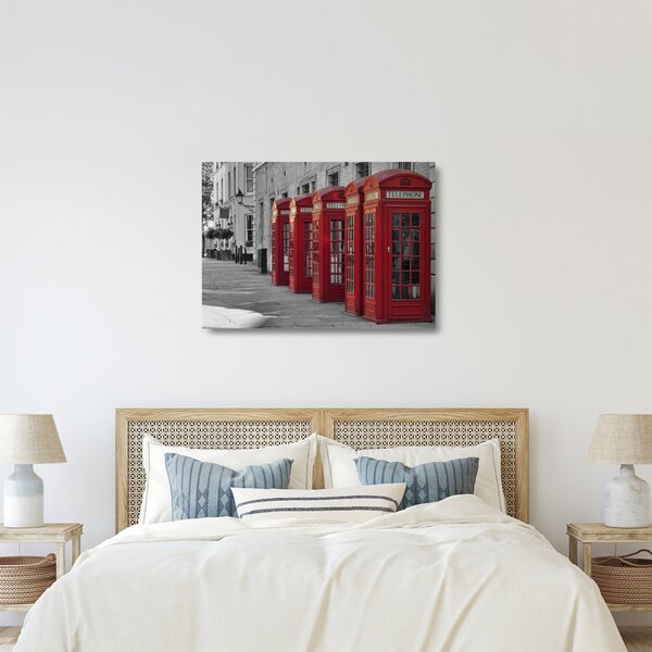 Üveg kép - Londoni telefonfülkék (70x50 cm)