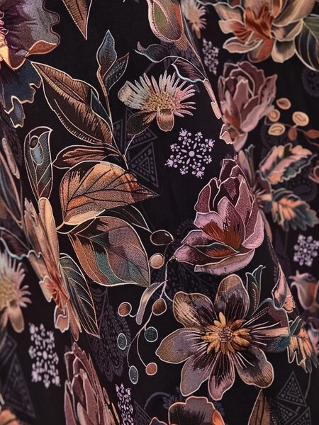 Sinsay - Bársony függöny ráncolós szalaggal növényi mintával - többszínű