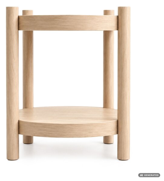 AKORD Furniture Factory Terra Kerek Dohányzóasztal MDF Természetes Fa Alsó Polccal