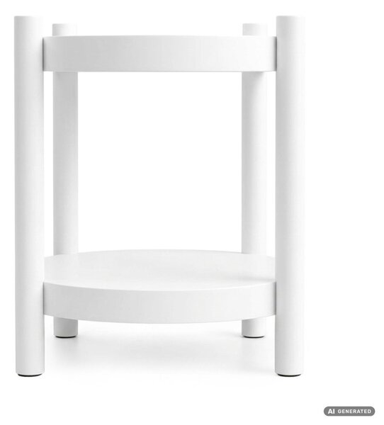 AKORD Furniture Factory Terra Kerek Dohányzóasztal MDF Fehér Polccal