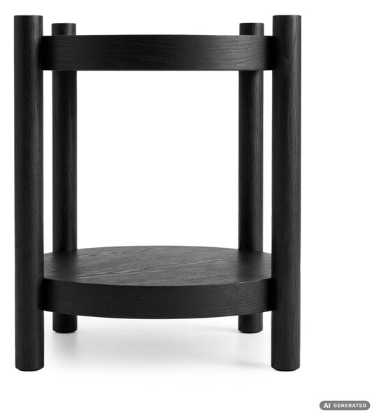 AKORD Furniture Factory Terra Kerek Dohányzóasztal MDF Fekete Polccal