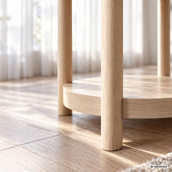 AKORD Furniture Factory Terra Kerek Dohányzóasztal MDF Természetes Fa Alsó Polccal