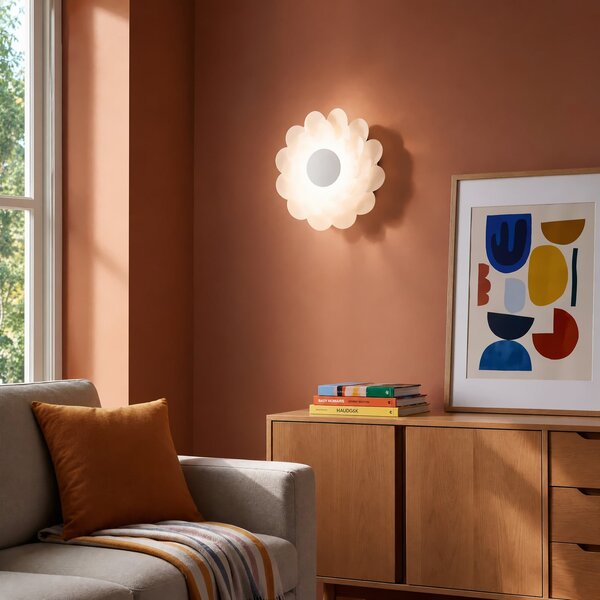 Fali Lámpa Lucande, Bloem, dimmable, Fehér, Nappali, Műanyag, Modern