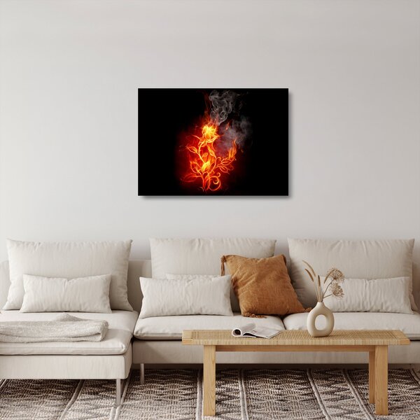Üveg kép - Rózsák a tűzben (70x50 cm)