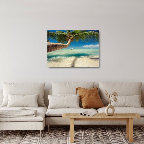 Üveg kép - Tiszta tenger pálmafával (70x50 cm)