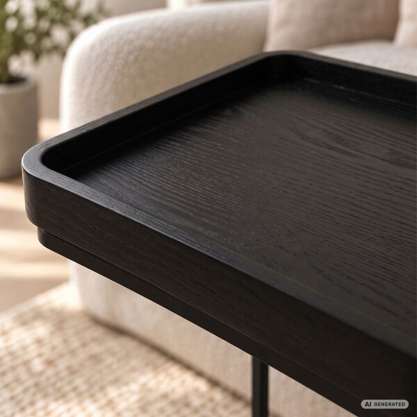 AKORD Furniture Factory HYGGO Loft Dohányzóasztal MDF Fekete Fém Lábakkal