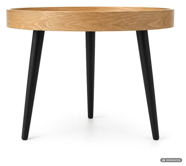 AKORD Furniture Factory PICCO Kerek Dohányzóasztal MDF Természetes Fa Fekete Lábakkal
