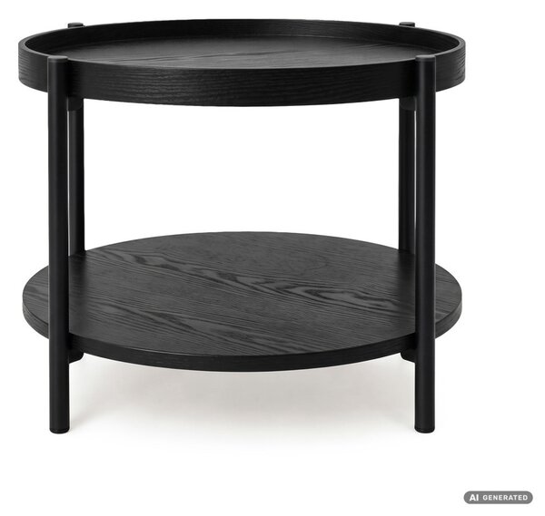AKORD Furniture Factory RIVA Loft Dohányzóasztal MDF Fekete Kerek Polccal
