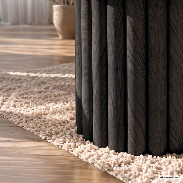 AKORD Furniture Factory TINO Kerek Dohányzóasztal MDF Fekete Rovátkolt Alappal