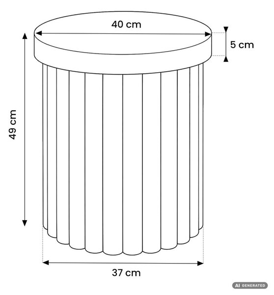 AKORD Furniture Factory TINO Kerek Dohányzóasztal MDF Természetes Fa Rovátkolt Alappal