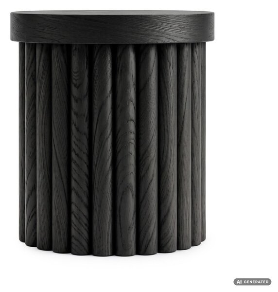 AKORD Furniture Factory TINO Kerek Dohányzóasztal MDF Fekete Rovátkolt Alappal
