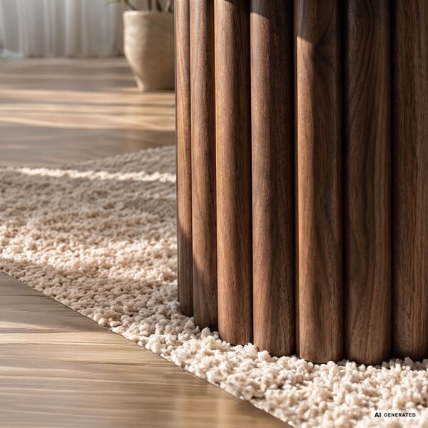 AKORD Furniture Factory TINO Kerek Dohányzóasztal MDF Dió Bordázott Alap