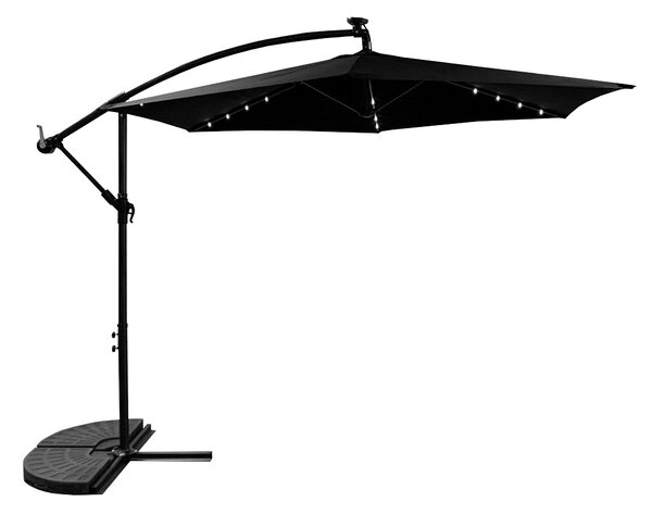 Aga Kerti napernyő 300 cm Fekete LED világítással