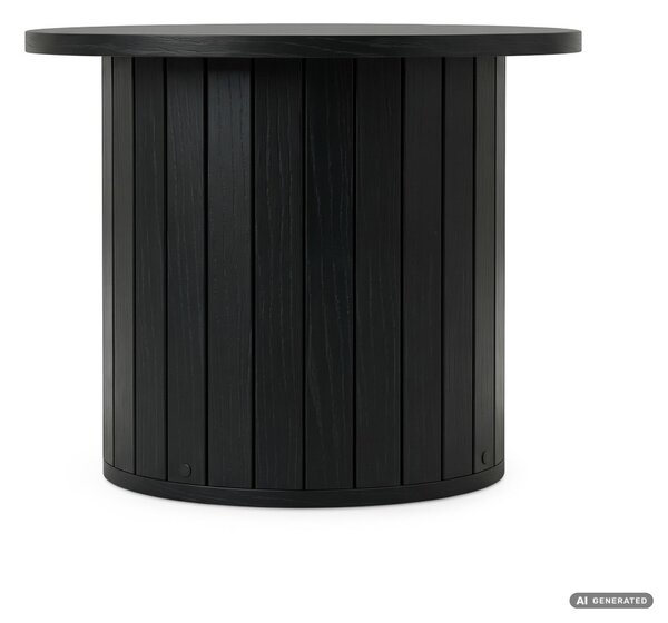 AKORD Furniture Factory NUBO Kerek Dohányzóasztal MDF Fekete Rovátkolt