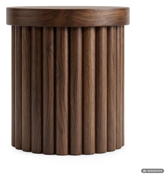 AKORD Furniture Factory TINO Kerek Dohányzóasztal MDF Dió Bordázott Alap